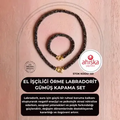 Sertifikalı El İşçiliği Örme Labradorit Gümüş Kapama Set (SK133) - Doğal Taş (1)