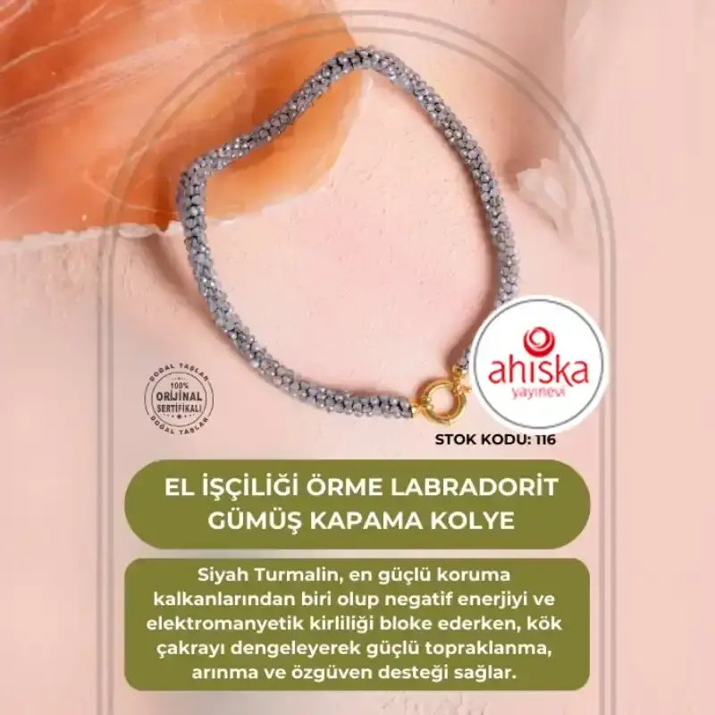 Sertifikalı El İşçiliği Örme Labradorit Kapama Kolye (SK116) - 2