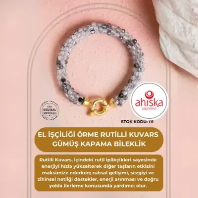 Sertifikalı El İşçiliği Örme Rutilli Kuvars Kapama Bileklik (SK111) - Doğal Taş (1)