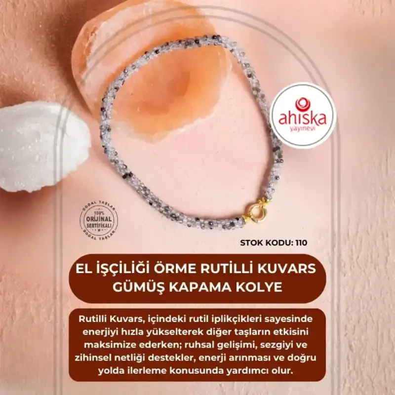 Sertifikalı El İşçiliği Örme Rutilli Kuvars Kapama Kolye (SK110) - 2