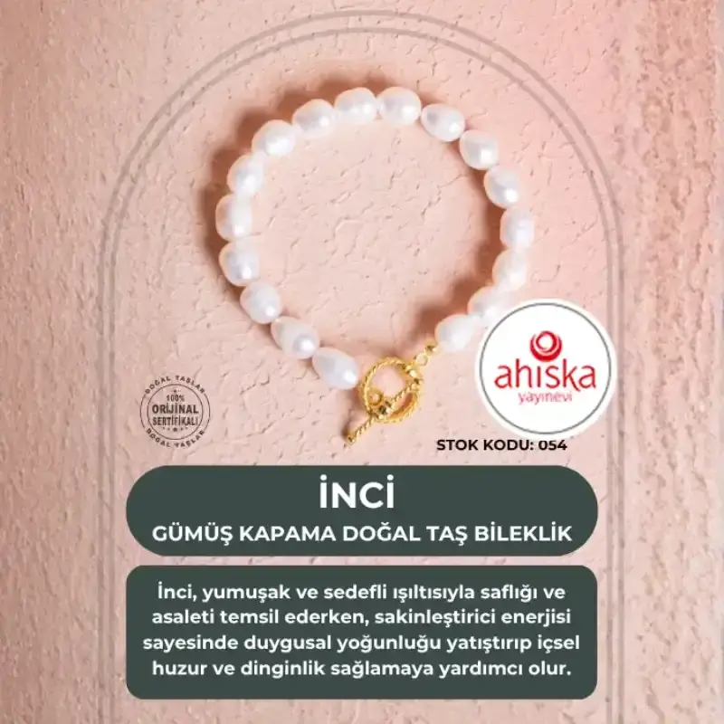 Sertifikalı Gümüş Kapama İnci Doğal Taş Bileklik (SK054) - 2