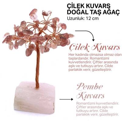 Sertifikalı Hakiki Orijinal Doğal Taş Çilek Kuvars - Alt Kısmı Pembe Kuvars - Doğal Taş