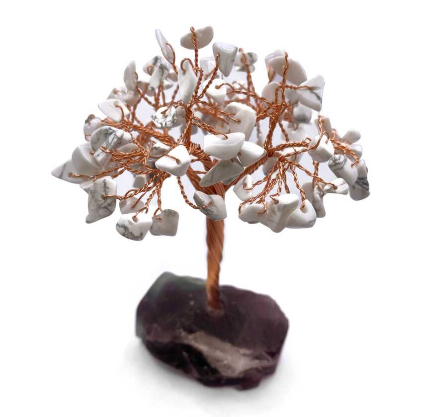 Sertifikalı Hakiki Orijinal Doğal Taş Havlit Ağaç - Alt Kısmı Mor Florit - 3