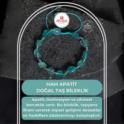 Sertifikalı Ham Apatit Doğal Taş Ayarlanabilir Bileklik - Doğal Taş (1)