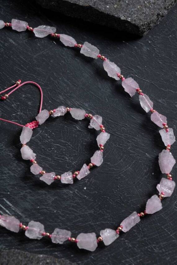 Sertifikalı Ham Pembe Kuvars Doğaltaş Takım - 2