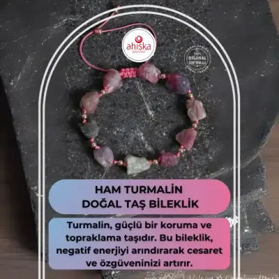 Sertifikalı Ham Turmalin Doğal Taş Ayarlanabilir Bileklik - Doğal Taş (1)