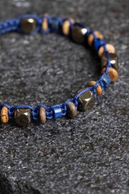 Sertifikalı Jasper, Lapis Lazuli, Hematit Doğal Taş Makrome Bileklik (SK364) - Doğal Taş (1)