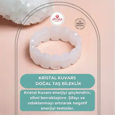 Sertifikalı Kristal Kuvars Geniş Kesim Doğal Taş Bileklik - Doğal Taş (1)