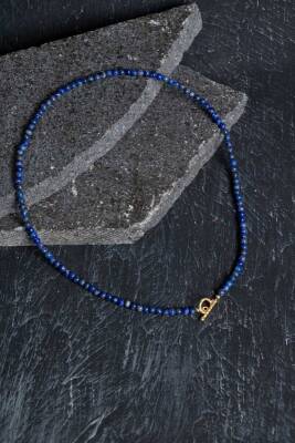 Sertifikalı Lapis Lazuli Gümüş Kapama Doğal Taş Kolye - Doğal Taş