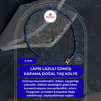 Sertifikalı Lapis Lazuli Gümüş Kapama Doğal Taş Kolye - Doğal Taş (1)