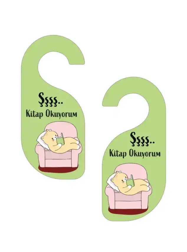 Şşş Kitap Okuyorum Kapı Askısı Kapı Uyarı Levhası - 1