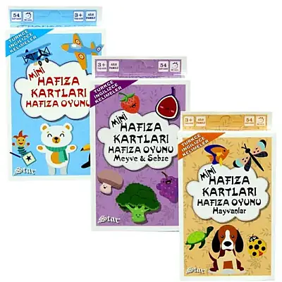 Star Mini Hafıza Oyun Kartları Karışık Görseller - Star (1)