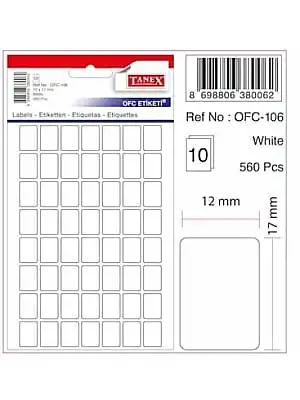 Tanex Ofc 106 Ofis Etiketi 12 x 17 mm Beyaz 10 Lu - 1