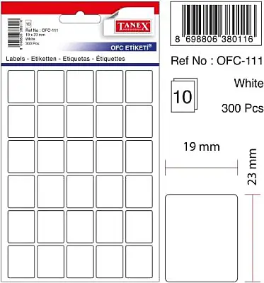 Tanex Ofc 111 Ofis Etiketi 19 x 23 mm Beyaz 10 Lu - Tanex (1)