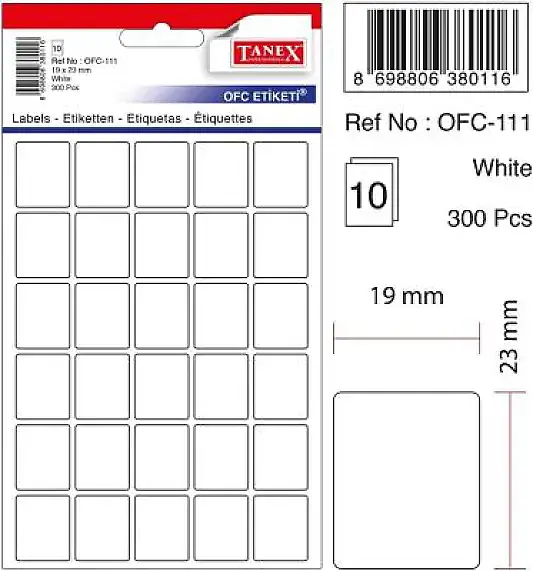 Tanex Ofc 111 Ofis Etiketi 19 x 23 mm Beyaz 10 Lu - 2