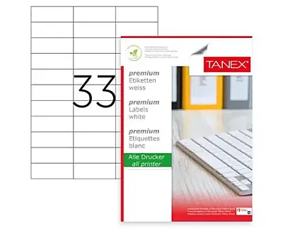 Tanex Ofc 117 Ofis Etiketi 40 x 23 mm Beyaz 10 Lu - Tanex (1)