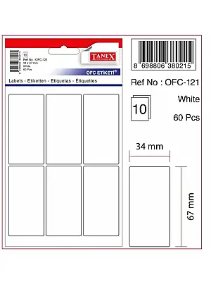 Tanex Ofc 121 Ofis Etiketi 34 x 67 mm Beyaz 10 Lu - 1