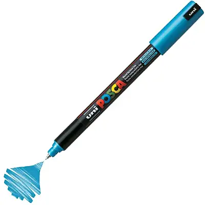 Uniball Posca 1M Markör 0.7 mm Metalik Mavi - Uniball (1)