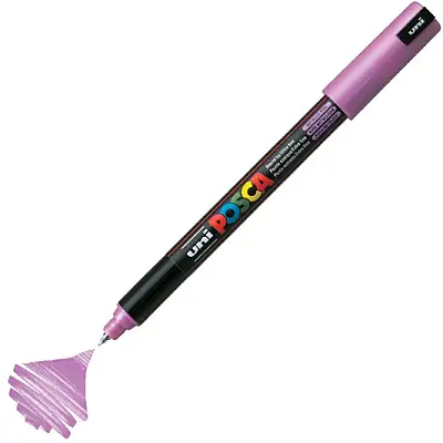 Uniball Posca 1M Markör 0.7 mm Metalik Pembe - Uniball (1)