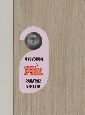 Uyuyorum Rahatsız Etmeyin Ayıcık Kapı Askısı Kapı Uyarı Levhası - 4