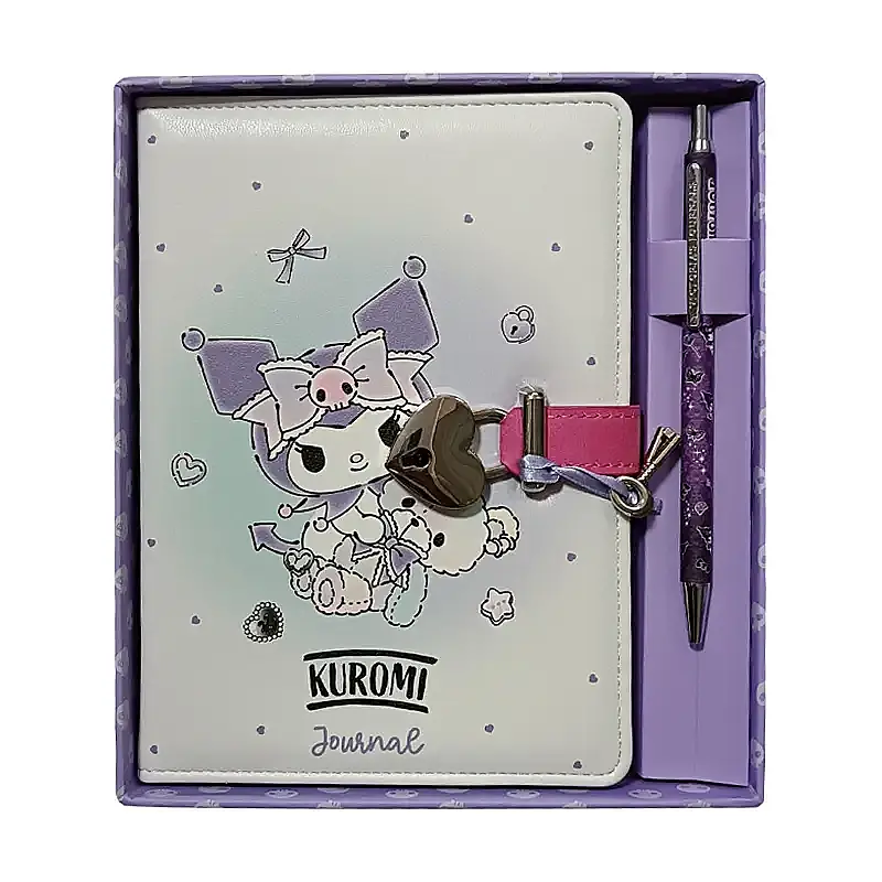 Victorias Journals Hush Hush Kuromi Deri Kalemlik Kalp Kilitli Çizgili 160 Yp 13x18 Cm Kutulu - 2