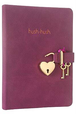 Victorias Journals Hush Hush Mor Kalp Kilitli Çizgili 160 Yp 13x18 Cm - Victorias Journals (1)